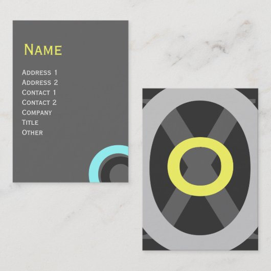 抽象芸術幾何学的な青い灰色の黄色い円 名刺 (正面/裏面)