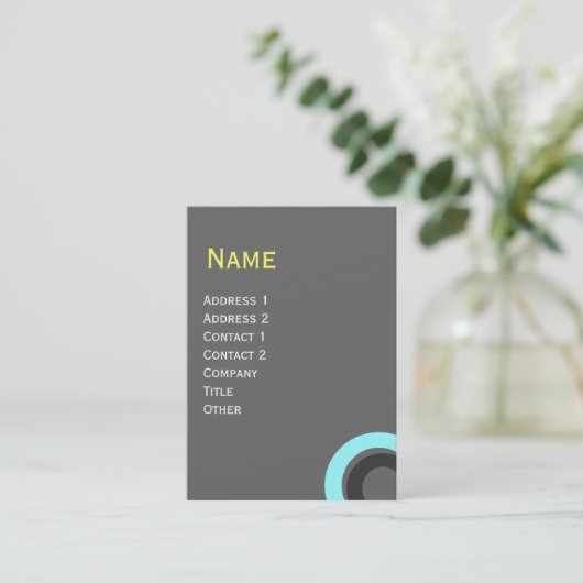 抽象芸術幾何学的な青い灰色の黄色い円 名刺 (スタンド正面)