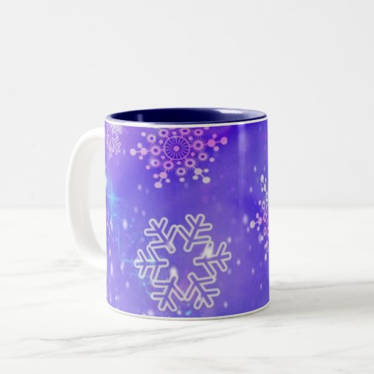抽象芸術幾何学的な青い雪 ツートーンマグカップ (正面左)