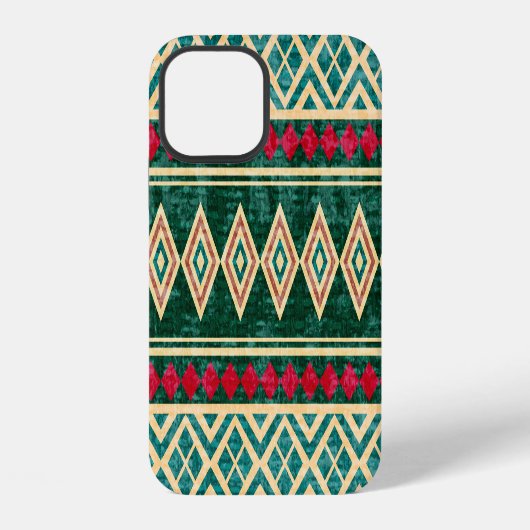抽象芸術幾何学的アフリカスタイルパターン iPhoneケース (裏面)