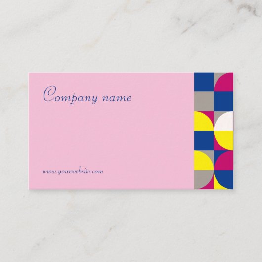 抽象芸術幾何学的イエロー明るい赤紫色QR名刺 名刺 (正面)