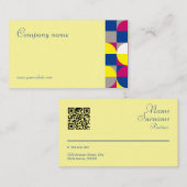 抽象芸術幾何学的イエロー明るい赤紫色QR名刺 名刺 (正面/裏面)