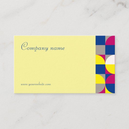 抽象芸術幾何学的イエロー明るい赤紫色QR名刺 名刺 (正面)