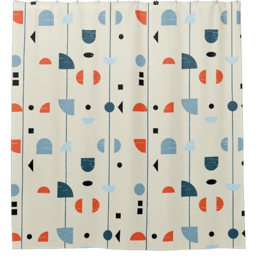 抽象芸術幾何学的インスパイア継ぎ目なしパターン シャワーカーテン (正面)