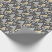 抽象芸術幾何学的クリスマスツリーエレガント金ゴールド ラッピングペーパー (角)