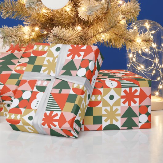 抽象芸術幾何学的クリスマスパターン ラッピングペーパー (クリスマス)