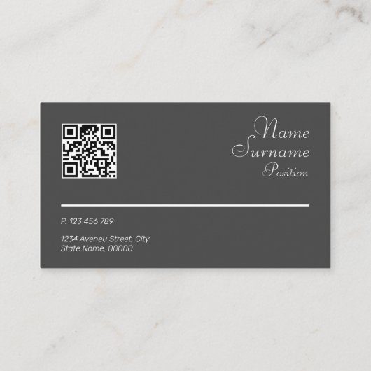 抽象芸術幾何学的グレー明るい赤紫色QR名刺 名刺 (裏面)