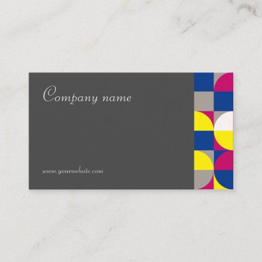 抽象芸術幾何学的グレー明るい赤紫色QR名刺 名刺 (正面)