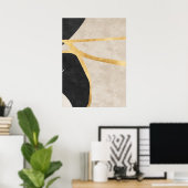 抽象芸術幾何学的ゴールデンラインウォールアートポスター ポスター (ホームオフィス)