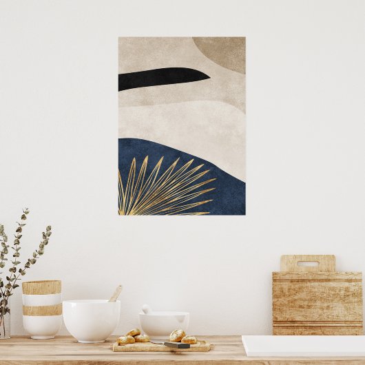 抽象芸術幾何学的ゴールデンラインウォールアートポスター ポスター (キッチン)