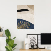 抽象芸術幾何学的ゴールデンラインウォールアートポスター ポスター (ホームオフィス)