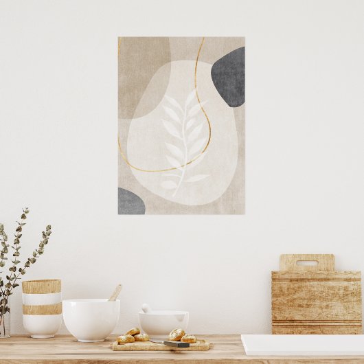 抽象芸術幾何学的ゴールデンラインウォールアートポスター ポスター (キッチン)