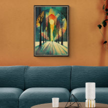 抽象芸術幾何学的サンセット |長い影 | Ai Art