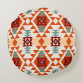 抽象芸術幾何学的シームレスパターン，先住民アメリカ ラウンドクッション (裏面)