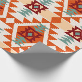 抽象芸術幾何学的シームレスパターン，先住民アメリカ ラッピングペーパー (角)