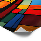 抽象芸術幾何学的ステンドグラス ポスター (角)