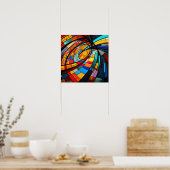 抽象芸術幾何学的ステンドグラス ポスター (キッチン)