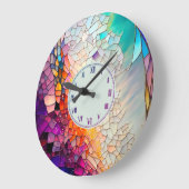 抽象芸術幾何学的ステンドグラス ラージ壁時計 (傾斜)