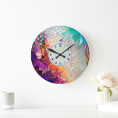 抽象芸術幾何学的ステンドグラス ラージ壁時計 (ホーム)