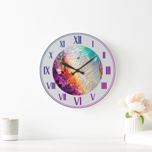 抽象芸術幾何学的ステンドグラス ラージ壁時計 (ホーム)