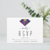 抽象芸術幾何学的ダイヤモンドウェディングRSVPカード 出欠カード (スタンド正面)