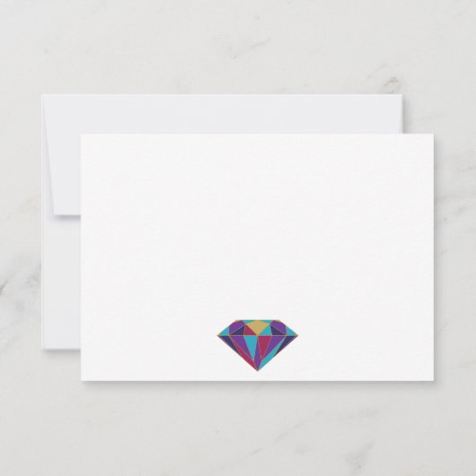 抽象芸術幾何学的ダイヤモンドジュエルウェディングRSVPカード 出欠カード (裏面)