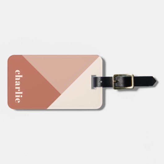 抽象芸術幾何学的テラコッタシェード名前をカスタムする ラゲッジタグ (正面横)