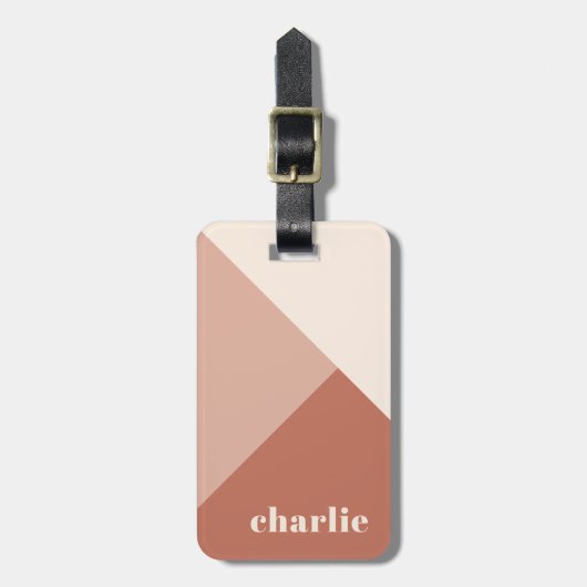 抽象芸術幾何学的テラコッタシェード名前をカスタムする ラゲッジタグ (正面縦)