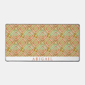 抽象芸術幾何学的テラコッタ、オリーブグリーンパターン デスクマット (正面)