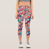 抽象芸術幾何学的デジタルパターン29 - Capri カプリレギンス (正面)