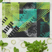 抽象芸術幾何学的ドットストライプパターン キッチンタオル (折り畳み)