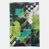 抽象芸術幾何学的ドットストライプパターン キッチンタオル (縦)