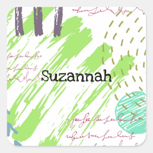 抽象芸術幾何学的ドードル スクエアシール (正面)