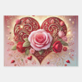 抽象芸術幾何学的ハートはっきりしたと色ブロック ラッピングペーパーシート (正面2)