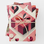 抽象芸術幾何学的ハートはっきりしたと色ブロック ラッピングペーパーシート (インサイチュ)