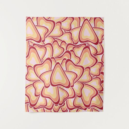 抽象芸術幾何学的ハートパターン タペストリー (正面)