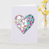 抽象芸術幾何学的ハート空白のグリーティングカード カード (黄色い花)