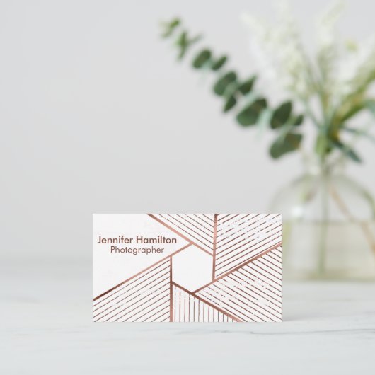 抽象芸術幾何学的バラ金箔写真家 名刺 (スタンド正面)