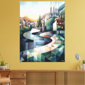 抽象芸術幾何学的バルセロナスカイライン キャンバスプリント (インサイチュ (リビング))