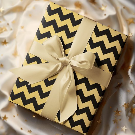 抽象芸術幾何学的パタストライプーンの黒と金ゴールド ラッピングペーパー