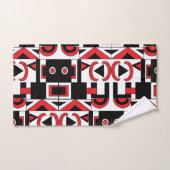 抽象芸術幾何学的パタモダンーン黒赤白 バスタオルセット (ハンドタオル)