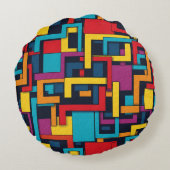 抽象芸術幾何学的パターン抽象芸術 モダン ラウンドクッション (裏面)