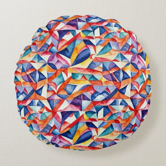 抽象芸術幾何学的パターン23 – ラウンド装飾用クッション ラウンドクッション (正面)