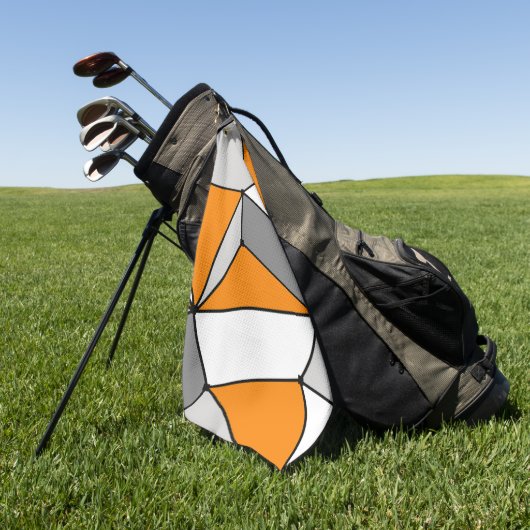 抽象芸術幾何学的パターン – オレンジとグレー。 ゴルフタオル (グリーン)