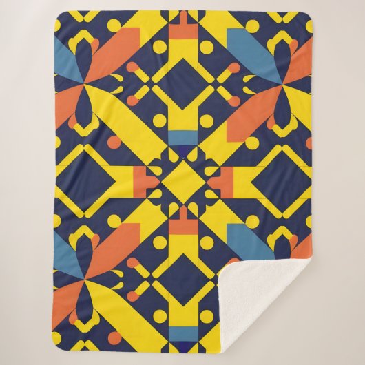 抽象芸術幾何学的パターン シェルパブランケット (正面)