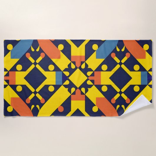 抽象芸術幾何学的パターン ビーチタオル (正面)