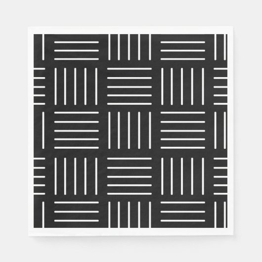 抽象芸術幾何学的パターン – 白黒。 スタンダードランチョンナプキン (正面)