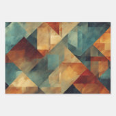 抽象芸術幾何学的パターン – 赤、ティール（緑がかった色）、黄 ラッピングペーパーシート (正面2)