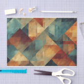 抽象芸術幾何学的パターン – 赤、ティール（緑がかった色）、黄 薄葉紙 (クラフト)