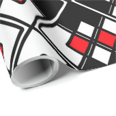 抽象芸術幾何学的パターン – 赤、黒、白。 ラッピングペーパー (ロールコーナー)